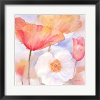 Framed Watercolor Poppy Meadow Pastel I
