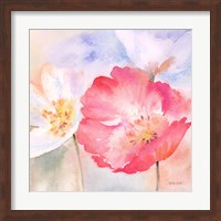Framed Watercolor Poppy Meadow Pastel II