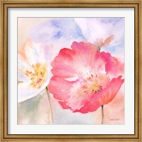 Framed Watercolor Poppy Meadow Pastel II