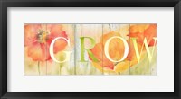 Watercolor Poppy Meadow Grow Sign Framed Print