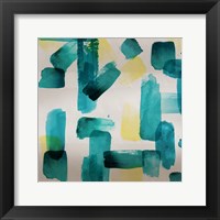Framed Aqua Abstract Square II