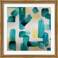 Framed Aqua Abstract Square II