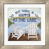 Framed 'Lake Living I (best things)' border=