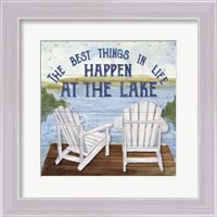 Framed 'Lake Living I (best things)' border=