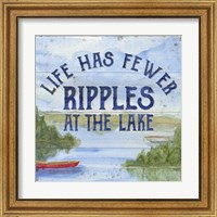 Framed 'Lake Living IV (ripples)' border=