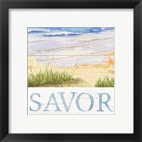 Framed 'Savor the Sea III' border=