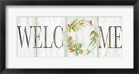 Framed Holiday Wreath Welcome Sign
