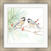 Framed Winter Birds II Chickadees
