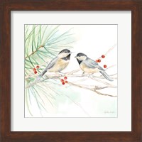 Framed Winter Birds II Chickadees