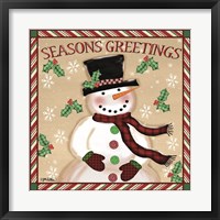 Framed Season's Greetings Snowmen I