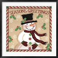 Framed Season's Greetings Snowmen I