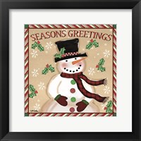 Framed Season's Greetings Snowmen I