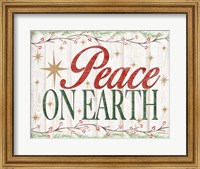 Framed Peace on Earth Woodgrain sign