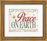 Framed Peace on Earth Woodgrain sign