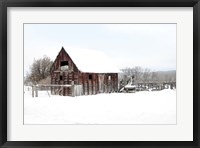 Framed Winter Barn Landscape
