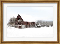 Framed Winter Barn Landscape