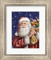 Framed Santa with his sack on Blue