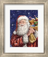 Framed Santa with his sack on Blue