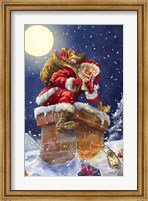 Framed Santa at Chimney with moon