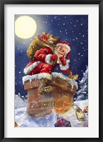 Framed Santa at Chimney with moon