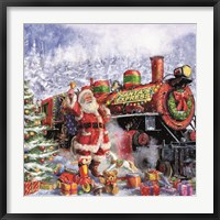 Framed Santa and Red Train