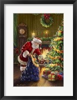 Framed Santa at Tree Blue Sack