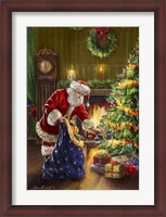 Framed Santa at Tree Blue Sack