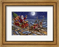 Framed Santa Sleigh and Reindeer in Sky