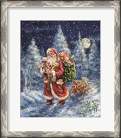 Framed Santa in Winter Woods with sack