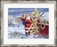 Framed Santa ringing bell with Sleigh