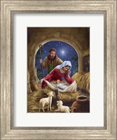 Framed Holy Family with sheep