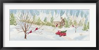 Framed Christmas in the Country panel with red truck