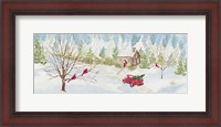 Framed Christmas in the Country panel with red truck