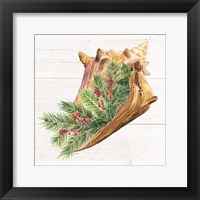 Christmas by the Sea Conch square Framed Print