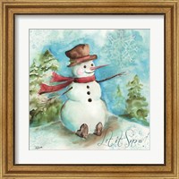 Framed 'Watercolor Snowmen I' border=