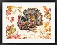 Framed Watercolor Harvest Turkey
