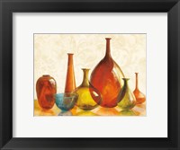 Framed Colorful Glass Vessels on Ivory