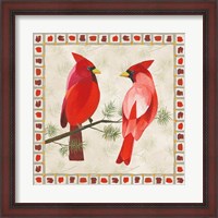 Framed Festive Birds Two Cardinals