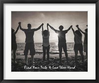 Framed Find Your Tribe - Joined Hands Grayscale