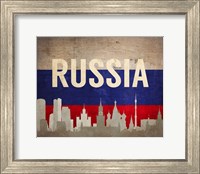 Framed Moscow, Russia - Flags and Skyline
