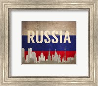 Framed Moscow, Russia - Flags and Skyline