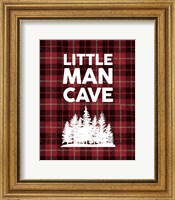 Framed Little Man Cave - Trees Red Plaid Background