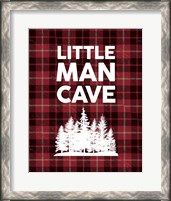 Framed Little Man Cave - Trees Red Plaid Background
