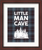 Framed Little Man Cave - Trees Blue Plaid Background