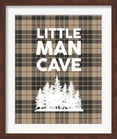 Framed Little Man Cave - Trees Tan Plaid Background