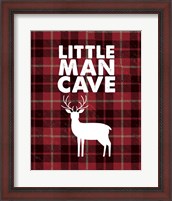 Framed Little Man Cave - Deer Red Plaid Background