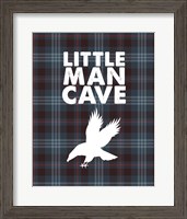 Framed Little Man Cave - Eagle Blue Plaid Background