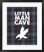 Framed Little Man Cave - Eagle Blue Plaid Background