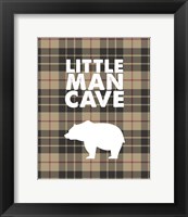 Framed Little Man Cave - Bear Tan Plaid Background