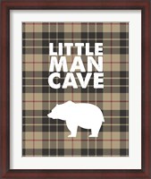 Framed Little Man Cave - Bear Tan Plaid Background
